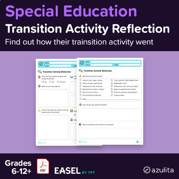 Preview of Transition Activity Reflection — PDF & Easel