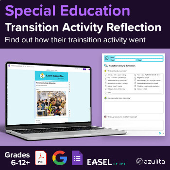 Preview of Transition Activity Reflection — PDF & Google Forms Bundle