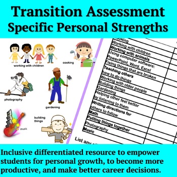 Preview of Transition Assessment |Specific Personal Strengths Inventory | Grades 6-12