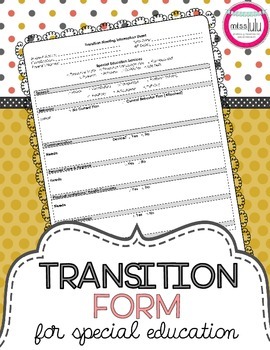 Preview of Transition Form for Students on an IEP