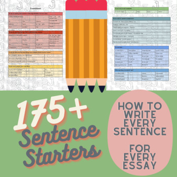 Preview of 175+ Transition Sentence Starters for EVERY Type of Essay Sentence