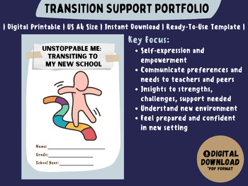 Preview of Transition Support Portfolio Workbook | Transiting to New School | Special Needs