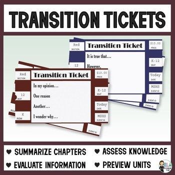 Preview of Transitions: Transition Ticket Paragraph Prompts