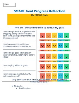 Preview of SMART Goal Progress Reflection