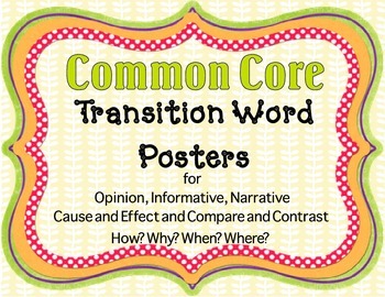 Preview of Transition Word Posters to support all the Common Core Genres of Writing
