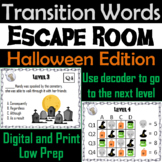 Transition Words Activity: Vocabulary Escape Room Halloween
