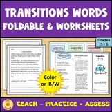 Transition Words Foldable and Worksheets with Easel Option