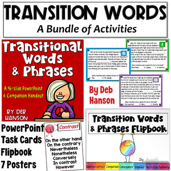 Preview of Transitional Words and Phrases Bundle of Activities and Posters