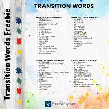 Preview of Transition Words Freebie