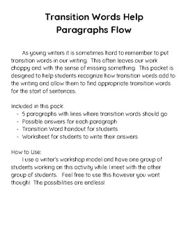 good transition words for paragraphs