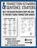 Transition Words, Keywords, and Sentence Starter Reference Sheets