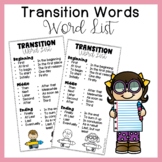 Transition Words List Bookmark