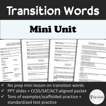 Preview of Transition Words Mini Unit | PPT + Tons of Examples and Practice
