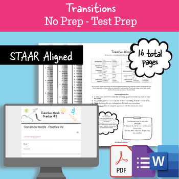 Preview of Transition Words: ELA Revising/Editing/Grammar/Test Prep