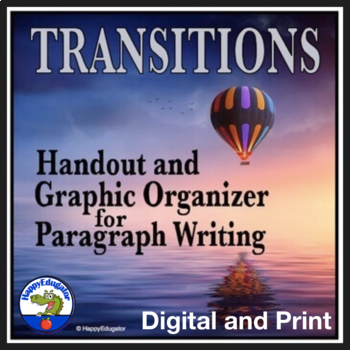 Preview of Transition Words Phrases and Paragraph Writing Graphic Organizer Easel Activity