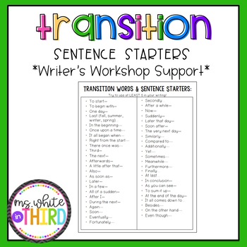 informational writing transition words