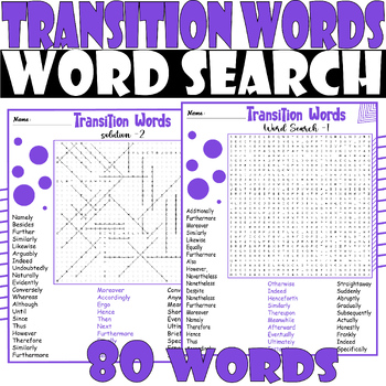 12th Grade Transition Word Search - WordMint