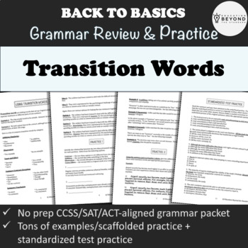 Preview of Transition Words Worksheets | Explanation and Practice