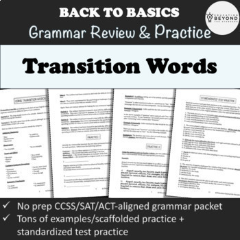 Preview of Transition Words Worksheets | Explanation and Practice | Digital