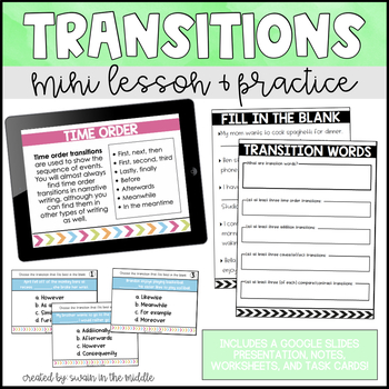 Preview of Transition Words Mini Lesson