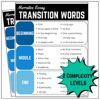 Preview of Transition Words for Narrative Writing - TWO COMPLEXITY LEVEL