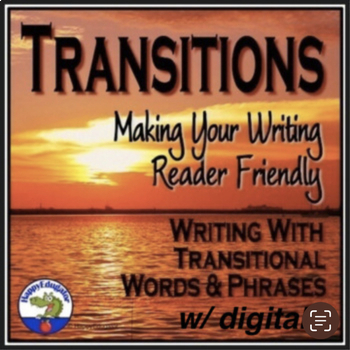 Preview of Transition Words and Phrases Lists, Worksheets, Task Cards, and Easel Activity