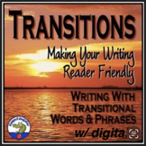 Transition Words and Phrases Lists, Worksheets, and Task Cards w/ Easel Activity