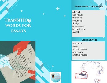 Preview of Transition Words for Essays Brochure