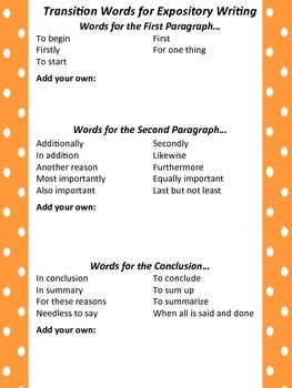 transition words in expository writing