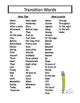 transition words between paragraphs for kids