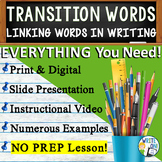 Transition Words & Phrases Lesson, Paragraph Writing Activ