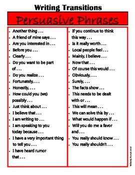 transition words for persuasive essays