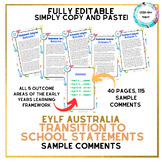 Transition to School Statements Sample Comments -Early Yea