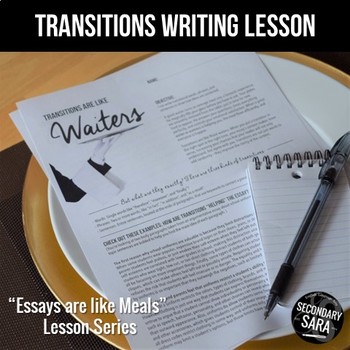 Preview of Transitions are like Waiters (DISTANCE LEARNING): Lesson for ANY Essay!