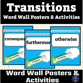 Preview of Transitions for Writing Word Wall Posters Class Decor and Learning Activities