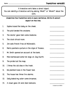 Transitive and Intransitive VERBS by Rock Paper Scissors | TPT