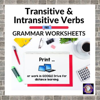 Preview of Transitive and Intransitive Verbs Grammar Worksheets | Digital and Printable