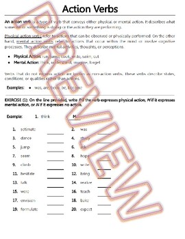 transitive and intransitive verbs action linking grammar worksheets ela