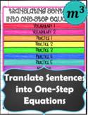 Translate Sentences to One Step Equation (Notes & 2 Quizze
