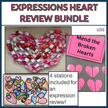 Preview of Translate Simplify and Evaluate Expressions Valentine Activity