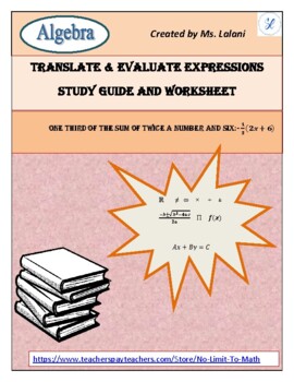 Preview of Translate and Evaluate Algebraic Expression