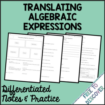 Preview of Translating Equations Notes and Practice