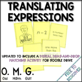 Translating Algebraic Expressions Card Game