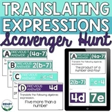 Translating Algebraic Expressions Digital and Printable Sc