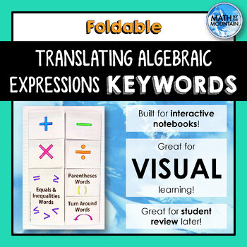 Preview of Translating Algebraic Expressions, Equations, and Inequalities KEYWORDS Foldable