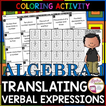 Preview of Translating Algebraic Expressions Granny Squares Coloring Activity