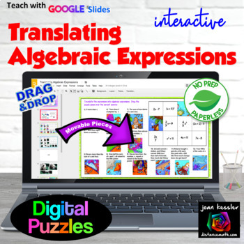 Preview of Translating Algebraic and Verbal Expressions Digital Matching Puzzles