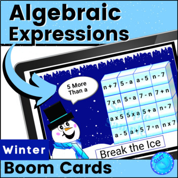 Preview of Translating Algebraic Verbal Expressions Winter 5.OA.A.2 Digital BOOM Cards 