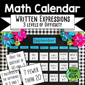 Preview of Math Calendar, Translating Written Expressions