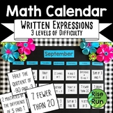Math Calendar, Translating Written Expressions
